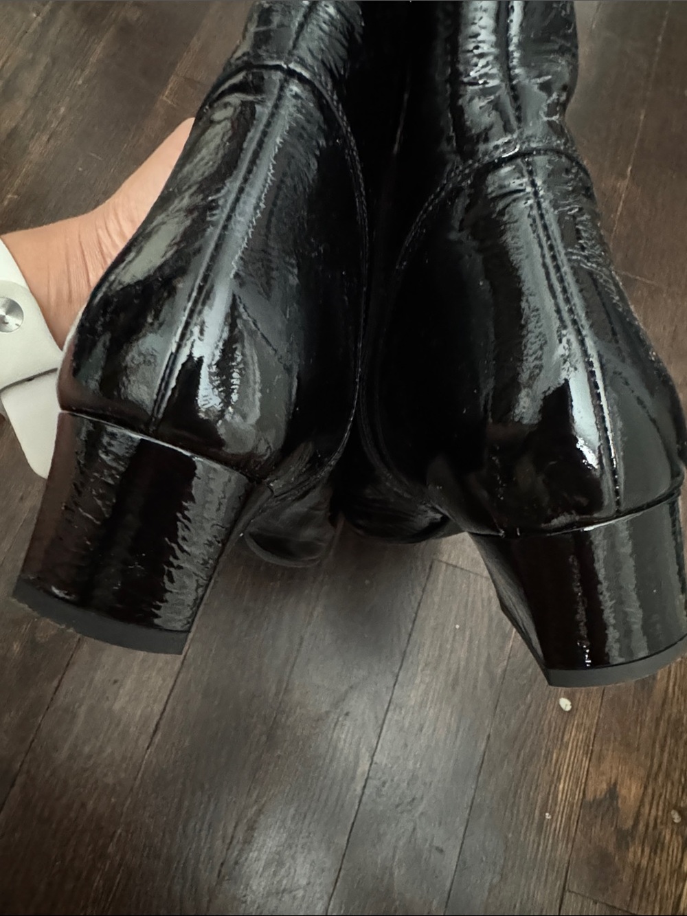 Black Patent Square-Toe Sock Boots Sz 9 - Picture 11 of 11